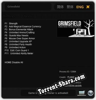 Grimsfield: Трейнер +11 [v1.6]