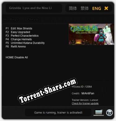 Grizelda  Lynx and the Nine Lives: ТРЕЙНЕР И ЧИТЫ (V1.0.22)