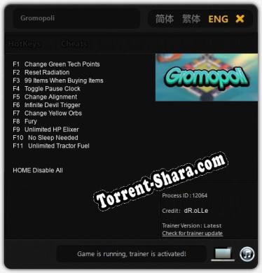 Gromopoli: ТРЕЙНЕР И ЧИТЫ (V1.0.31)