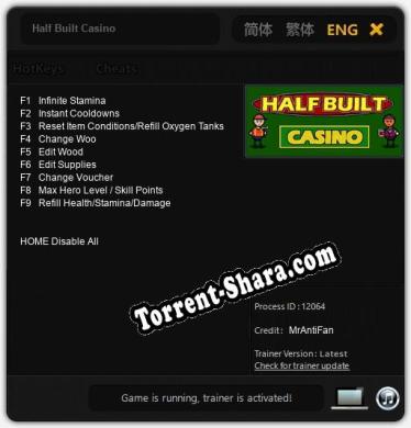Трейнер для Half Built Casino [v1.0.9]