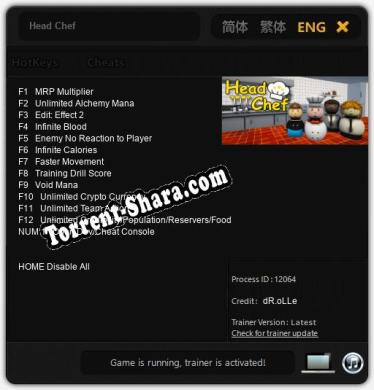 Head Chef: ТРЕЙНЕР И ЧИТЫ (V1.0.87)