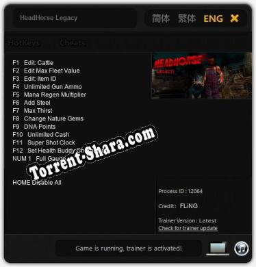 Трейнер для HeadHorse Legacy [v1.0.9]