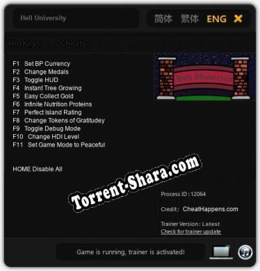 Hell University: Читы, Трейнер +11 [CheatHappens.com]