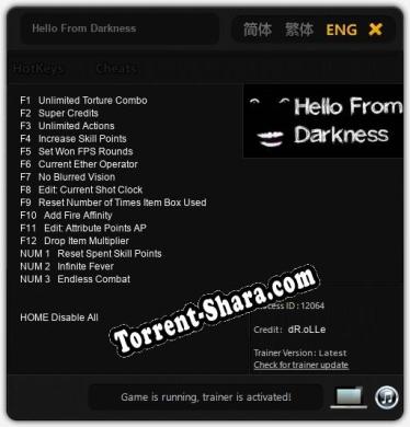 Трейнер для Hello From Darkness [v1.0.8]