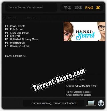 Henris Secret Visual novel: Читы, Трейнер +7 [CheatHappens.com]