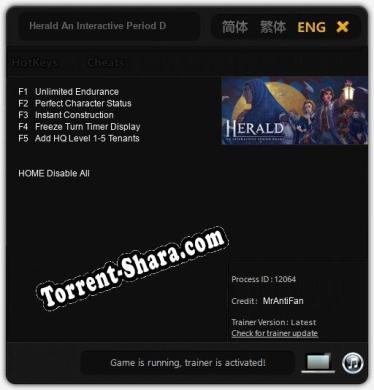 Herald An Interactive Period Drama Book I  II: Трейнер +5 [v1.4]