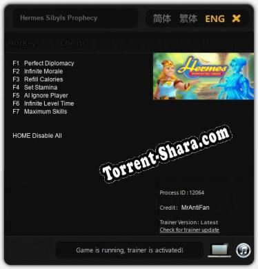 Hermes Sibyls Prophecy: Трейнер +7 [v1.1]