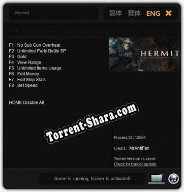 Hermit: ТРЕЙНЕР И ЧИТЫ (V1.0.3)