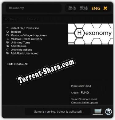Трейнер для Hexonomy [v1.0.4]