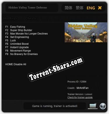 Трейнер для Hidden Valley Tower Defense [v1.0.5]
