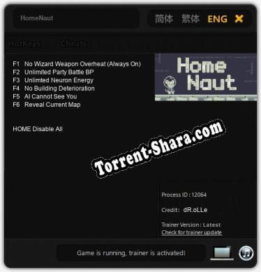 HomeNaut: Трейнер +6 [v1.6]