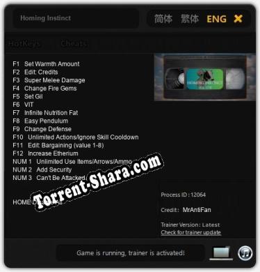 Homing Instinct: Трейнер +15 [v1.6]