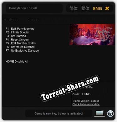 HoneyMoon To Hell: ТРЕЙНЕР И ЧИТЫ (V1.0.55)
