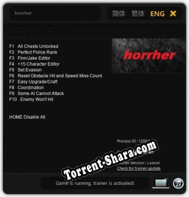 horrher: Трейнер +10 [v1.8]