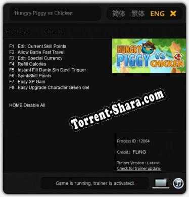 Hungry Piggy vs Chicken: Трейнер +8 [v1.3]