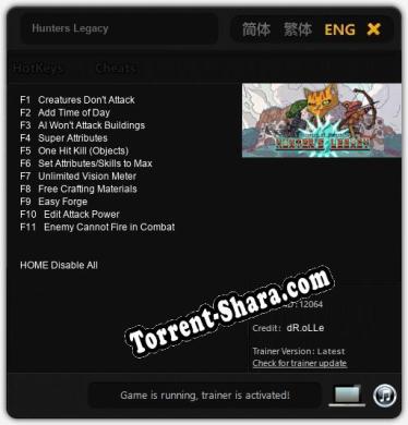Hunters Legacy: Трейнер +11 [v1.1]