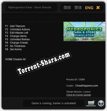Hydroponics Farm  Store Simulator: Трейнер +8 [v1.6]