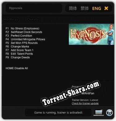 Hypnosis: ТРЕЙНЕР И ЧИТЫ (V1.0.31)