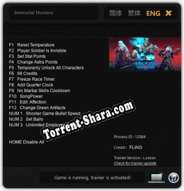 Трейнер для Immortal Hunters [v1.0.3]