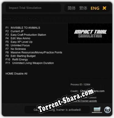 Impact Trial Simulation: Трейнер +11 [v1.5]