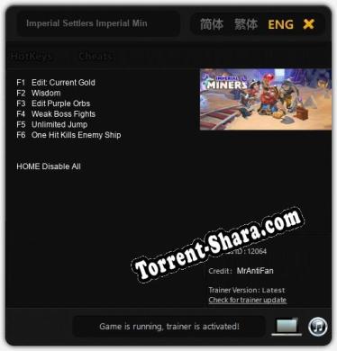 Трейнер для Imperial Settlers Imperial Miners [v1.0.5]