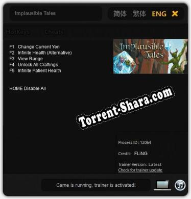 Трейнер для Implausible Tales [v1.0.2]