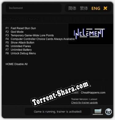 Inclement: Читы, Трейнер +8 [CheatHappens.com]