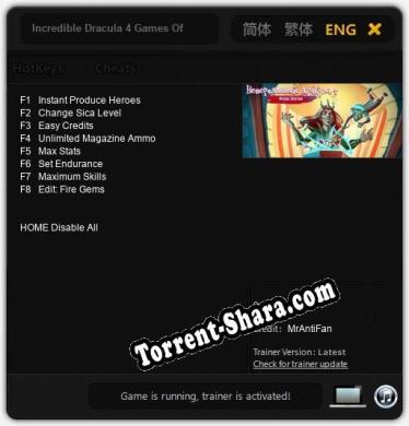 Incredible Dracula 4 Games Of Gods: ТРЕЙНЕР И ЧИТЫ (V1.0.35)