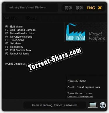 IndustrySim Virtual Platform: Трейнер +9 [v1.8]