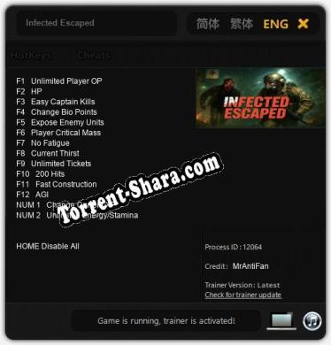 Infected Escaped: ТРЕЙНЕР И ЧИТЫ (V1.0.36)