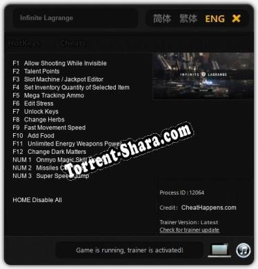 Infinite Lagrange: Читы, Трейнер +15 [CheatHappens.com]