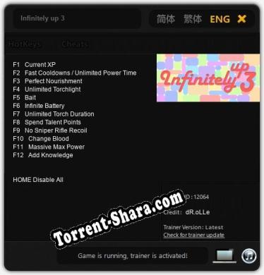 Трейнер для Infinitely up 3 [v1.0.1]