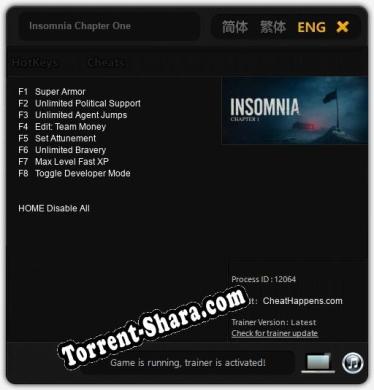 Insomnia Chapter One: Читы, Трейнер +8 [CheatHappens.com]