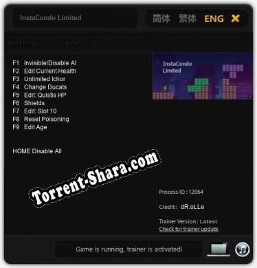InstaCondo Limited: Трейнер +9 [v1.9]