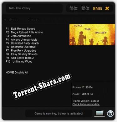 Into The Valley: ТРЕЙНЕР И ЧИТЫ (V1.0.70)