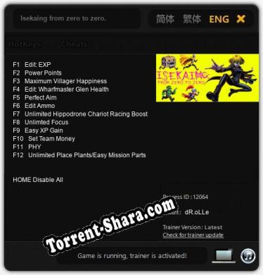 Трейнер для Isekaing from zero to zero. [v1.0.3]
