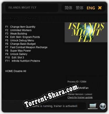 Трейнер для ISLANDS MIGHT FLY [v1.0.3]