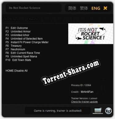 Трейнер для Its Not Rocket Science [v1.0.3]