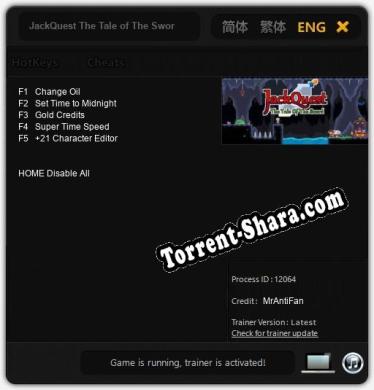 JackQuest The Tale of The Sword: ТРЕЙНЕР И ЧИТЫ (V1.0.11)