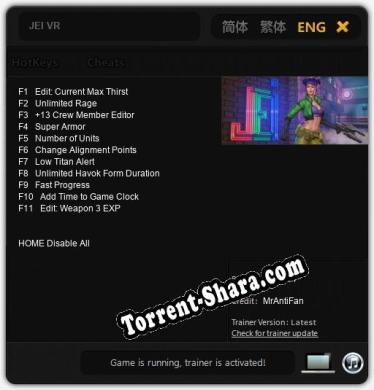 JEI VR: Читы, Трейнер +11 [MrAntiFan]