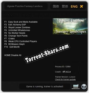 Трейнер для Jigsaw Puzzles Fantasy Landscapes [v1.0.4]