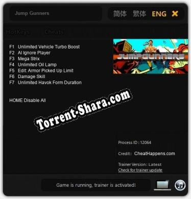 Трейнер для Jump Gunners [v1.0.8]