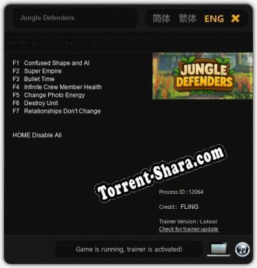 Трейнер для Jungle Defenders [v1.0.4]