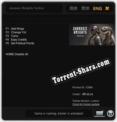 Трейнер для Jurassic Knights Tactics [v1.0.8]