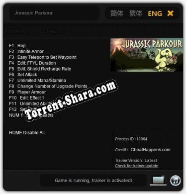 Jurassic Parkour: ТРЕЙНЕР И ЧИТЫ (V1.0.33)
