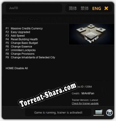 Трейнер для JusTD [v1.0.6]
