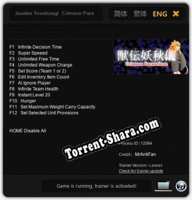 Juuden Youshuugi  Crimson Paraselene: ТРЕЙНЕР И ЧИТЫ (V1.0.58)