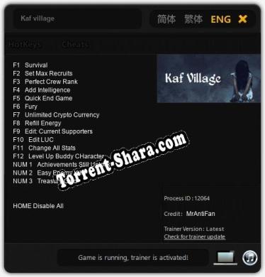 Трейнер для Kaf village [v1.0.4]