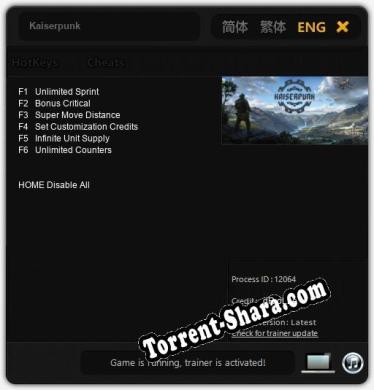 Kaiserpunk: ТРЕЙНЕР И ЧИТЫ (V1.0.16)