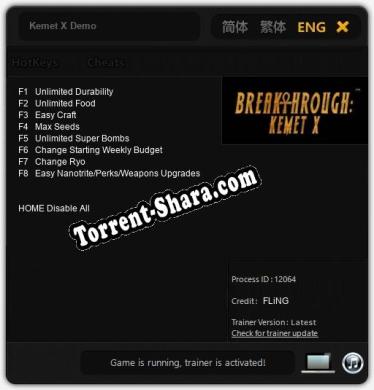 Kemet X Demo: ТРЕЙНЕР И ЧИТЫ (V1.0.72)